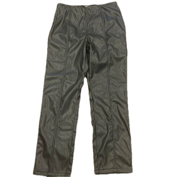 Prettylittlething sz 12 (uk 16) stretch black faux leather side zipper pants - Picture 1 of 11